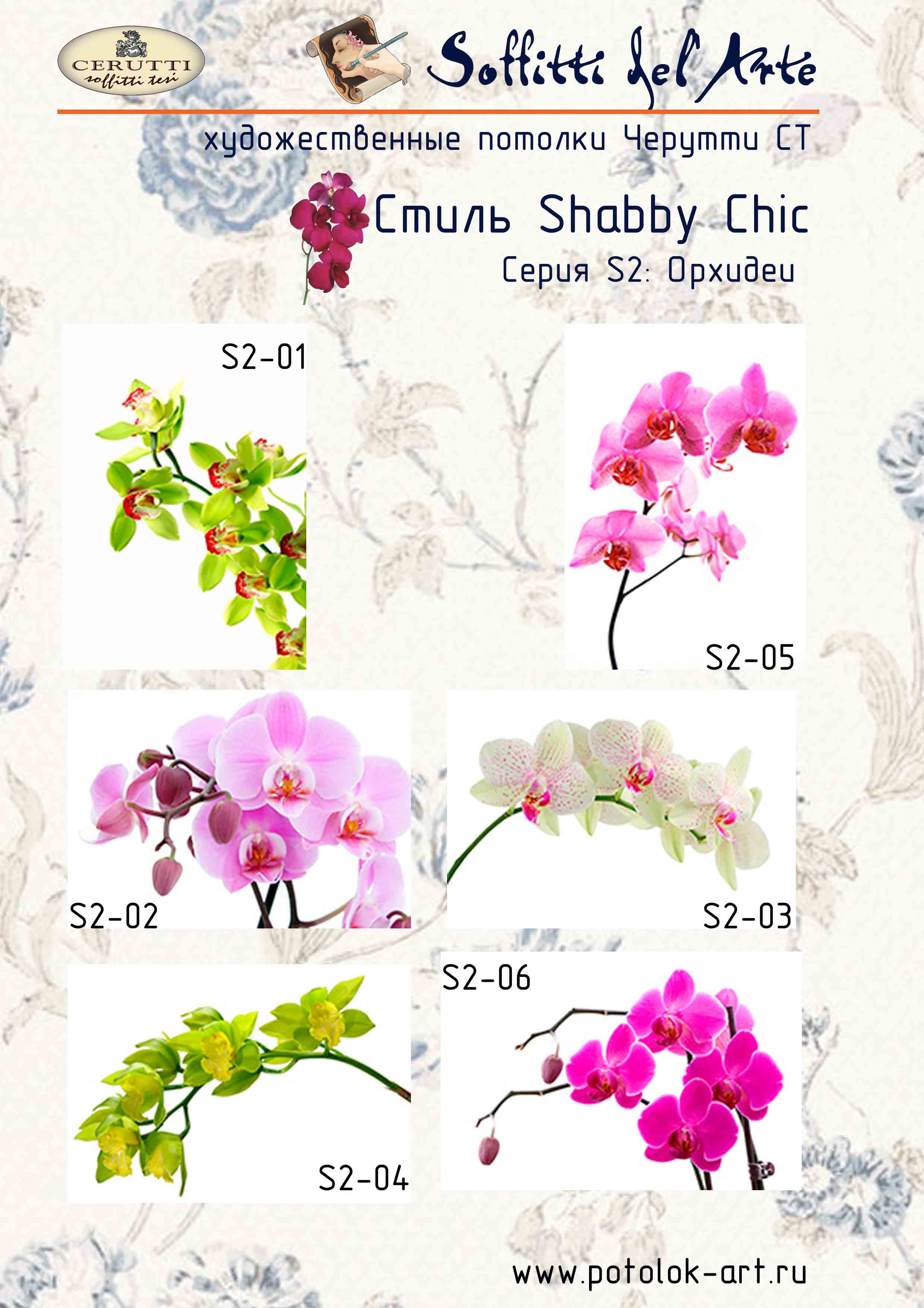 Орхидеи пользуются большой популярностью при выборе потолочных сюжетов.